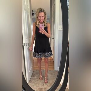 Nordstrom Black Midi Dress with White Detailing